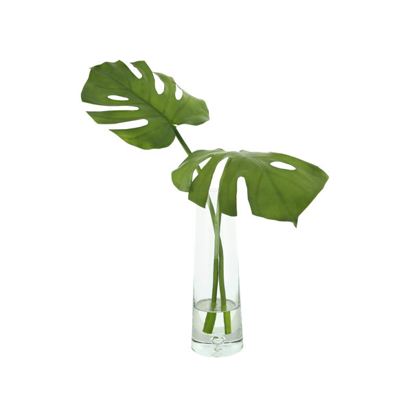 Primrue 23'' Faux Philodendron Plant in Glass Vase Wayfair